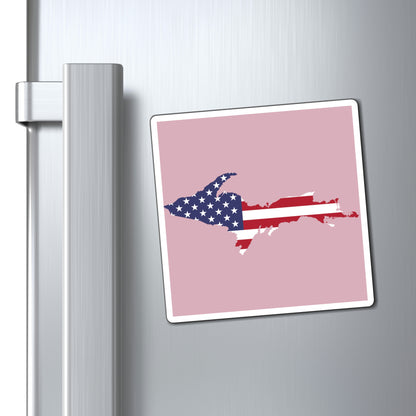 Michigan Upper Peninsula Square Magnet (Pink w/ UP USA Flag Outline)