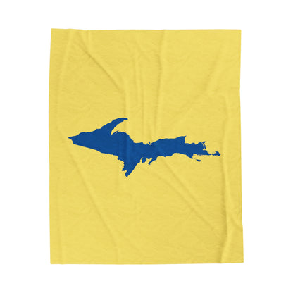 Michigan Upper Peninsula Plush Blanket (w/ Azure UP Outline) | Cherry Yellow