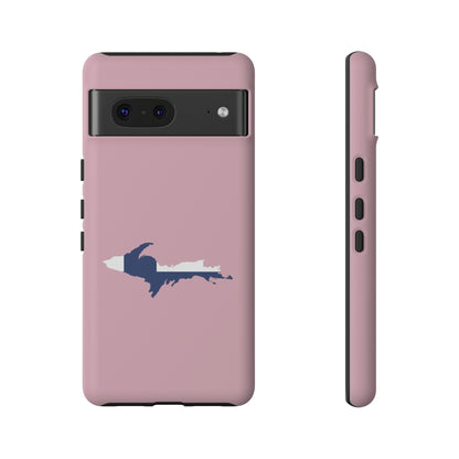 Michigan Upper Peninsula Tough Phone Case (Pink w/ UP Finland Flag Outline) | Samsung & Pixel Android