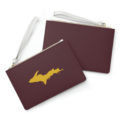 Michigan Upper Peninsula Clutch Bag (Old Mission Burgundy w/ Gold UP Outline)