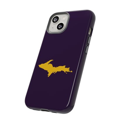 Michigan Upper Peninsula Tough Phone Case (Blackcurrant w/ Gold UP Outline) | Apple iPhone