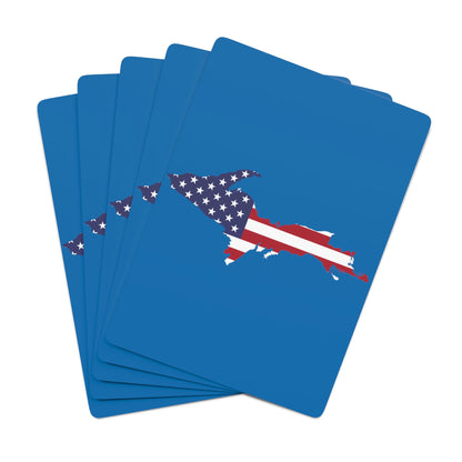 Michigan Upper Peninsula Poker Cards (Azure w/ UP USA Flag Outline)