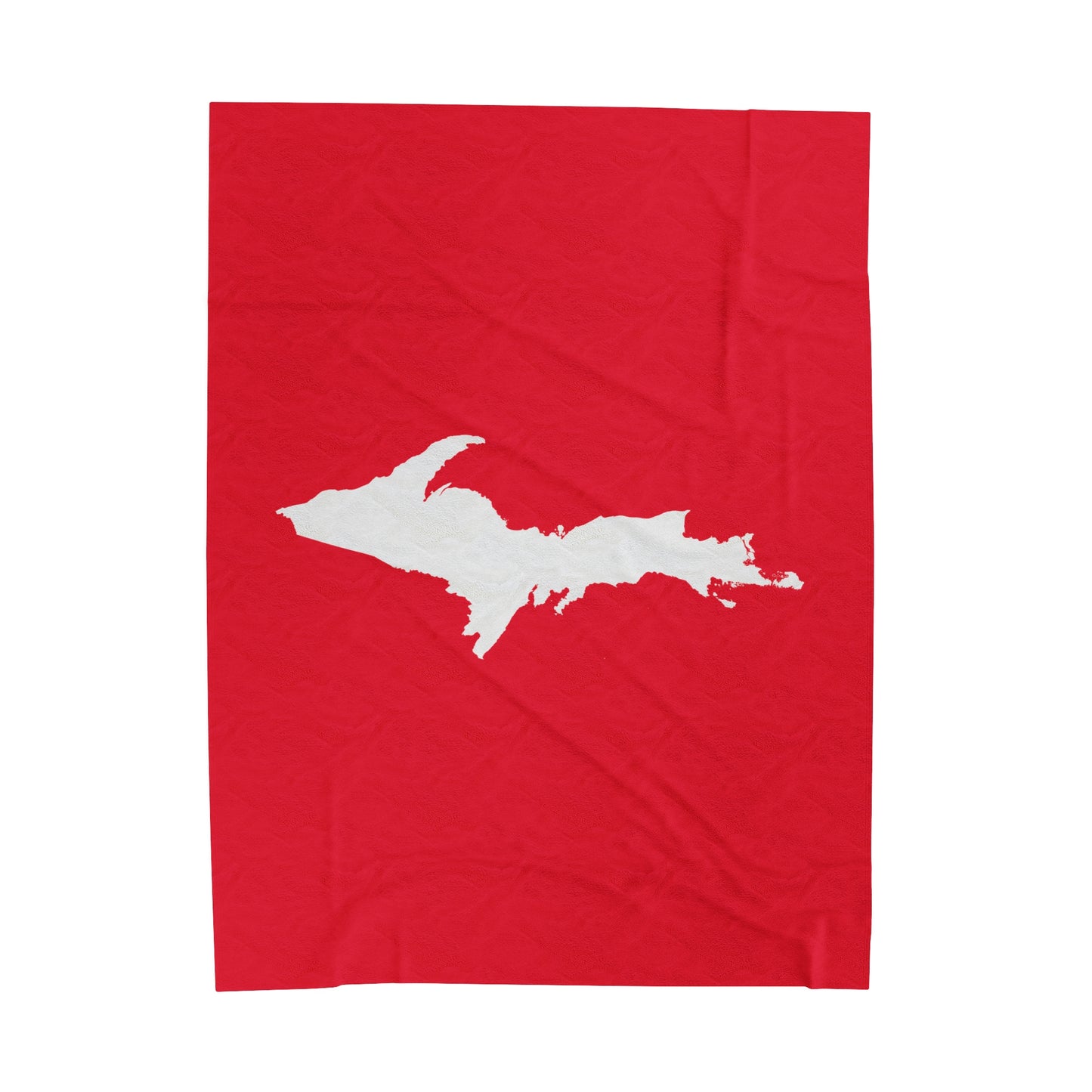 Michigan Upper Peninsula Plush Blanket (w/ UP Outline) | Lighthouse Red