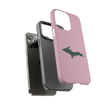 Michigan Upper Peninsula Tough Phone Case (Pink w/ Green UP Outline) | Apple iPhone