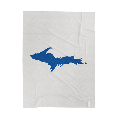 Michigan Upper Peninsula Plush Blanket (w/ Azure UP Outline) | Birch Bark White