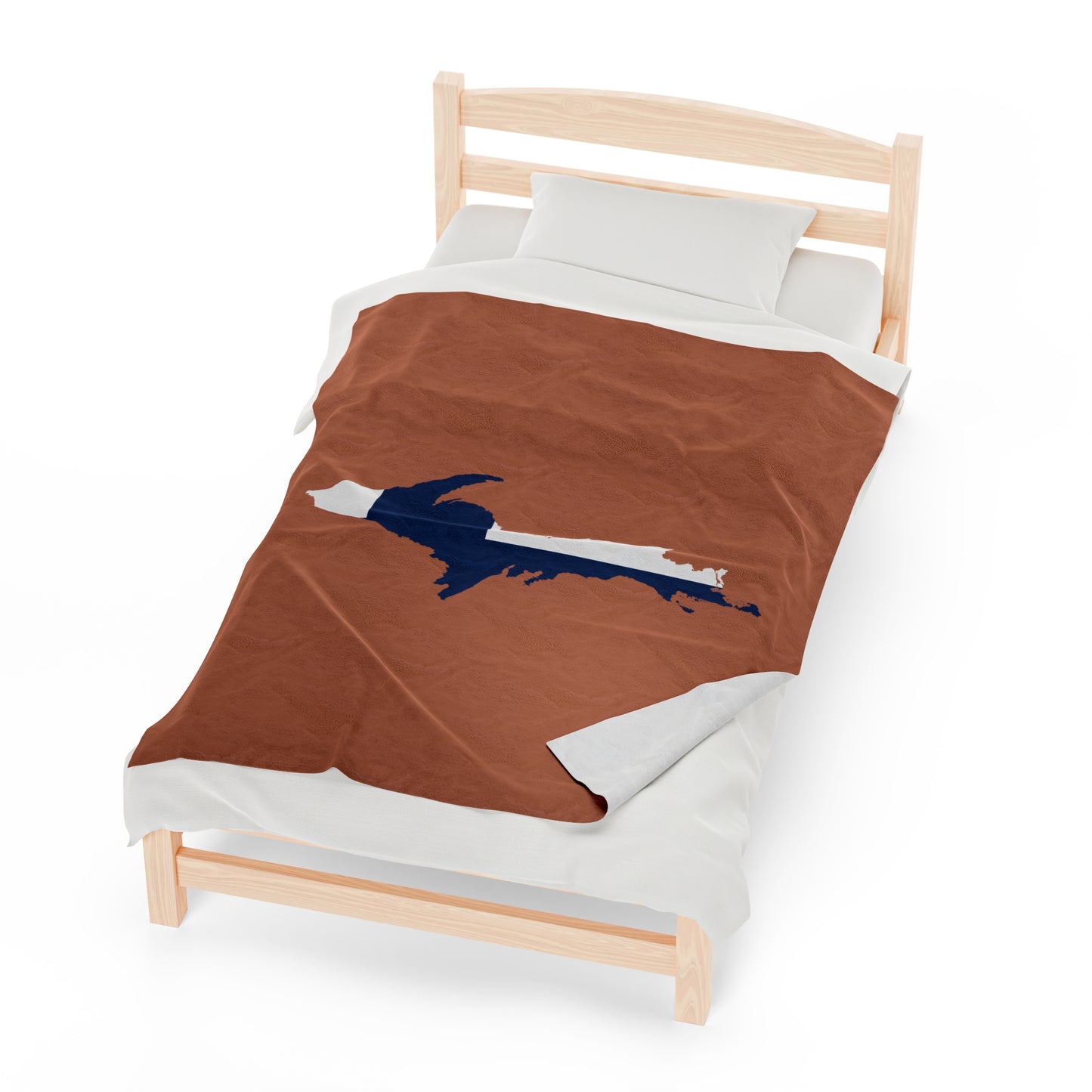 Michigan Upper Peninsula Plush Blanket (w/ UP Finland Flag Outline) | Copper Color