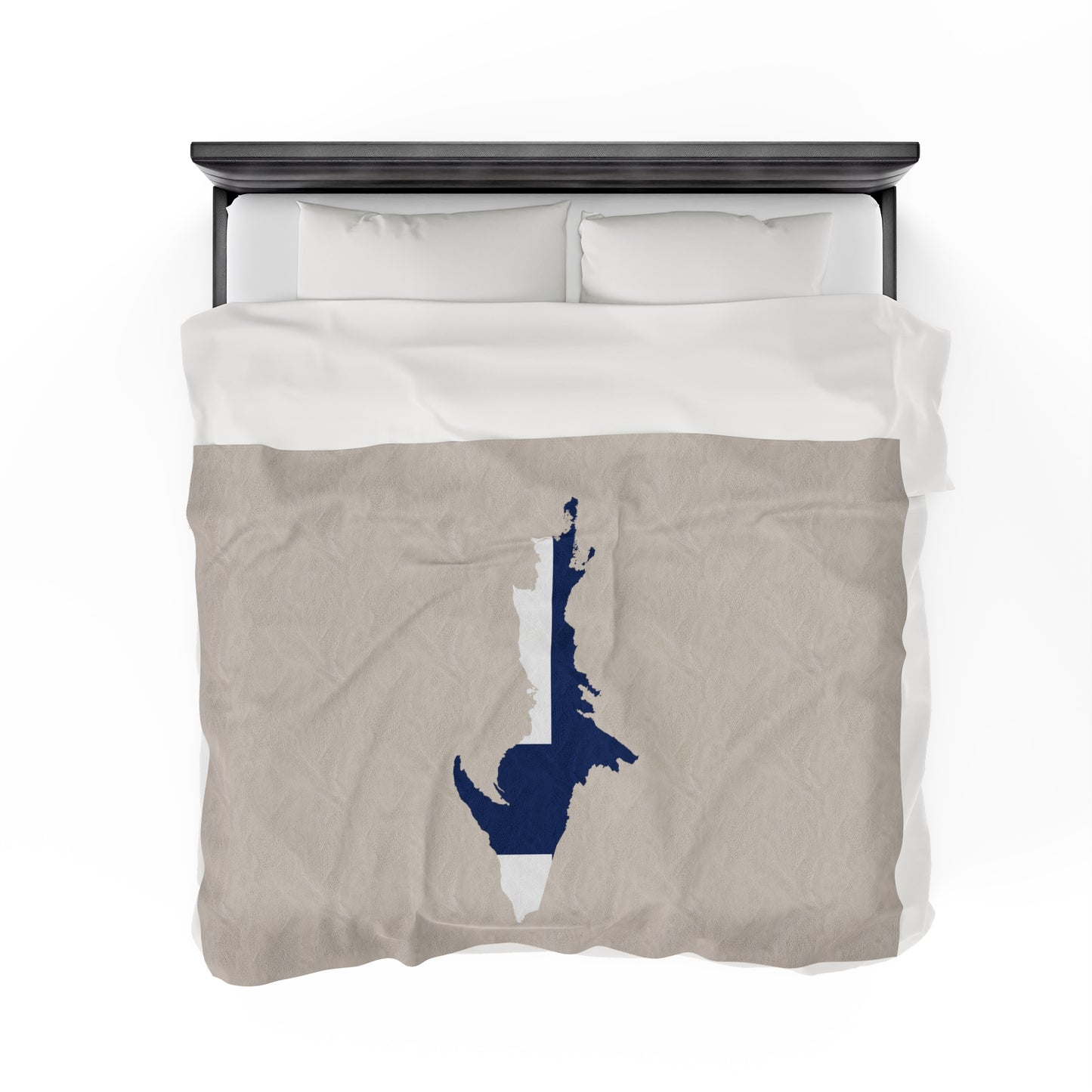 Michigan Upper Peninsula Plush Blanket (w/ UP Finland Flag Outline) | Canvas Color