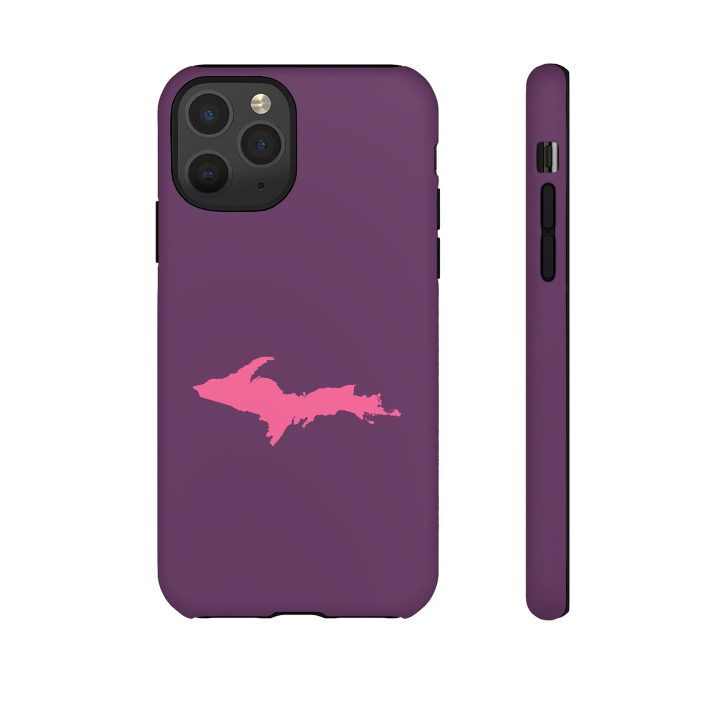 Michigan Upper Peninsula Tough Phone Case (Plum w/ Pink UP Outline) | Apple iPhone