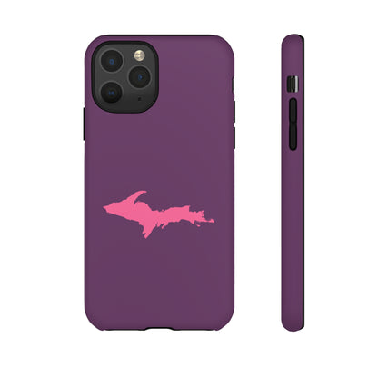 Michigan Upper Peninsula Tough Phone Case (Plum w/ Pink UP Outline) | Apple iPhone