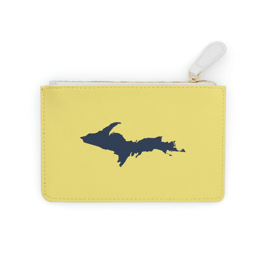 Michigan Upper Peninsula Mini Clutch Bag (Yellow Cherry Color w/ Navy UP Outline)