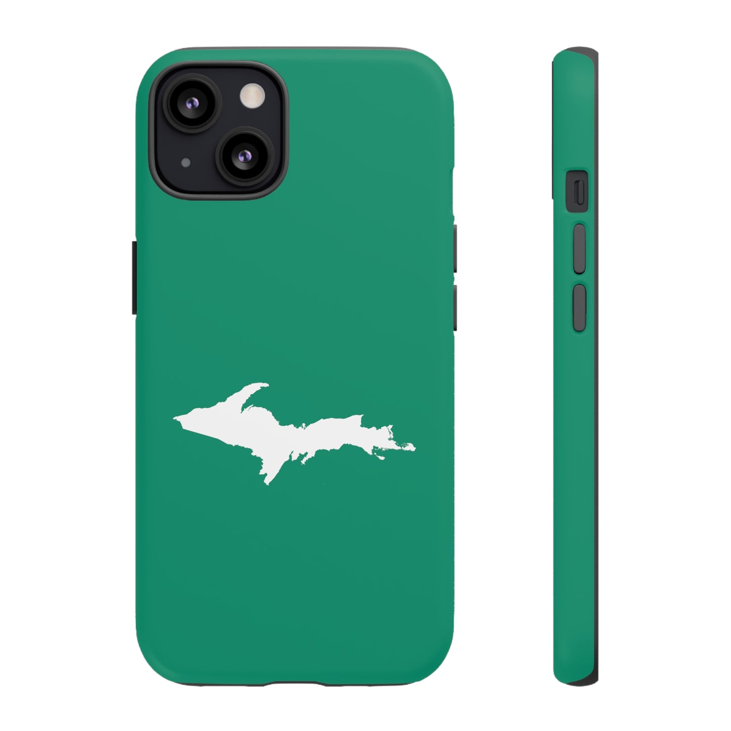 Michigan Upper Peninsula Tough Phone Case (Emerald Green w/ UP Outline) | Apple iPhone