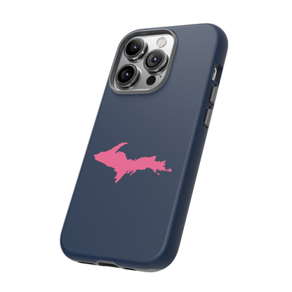 Michigan Upper Peninsula Tough Phone Case (Navy w/ Pink UP Outline) | Apple iPhone