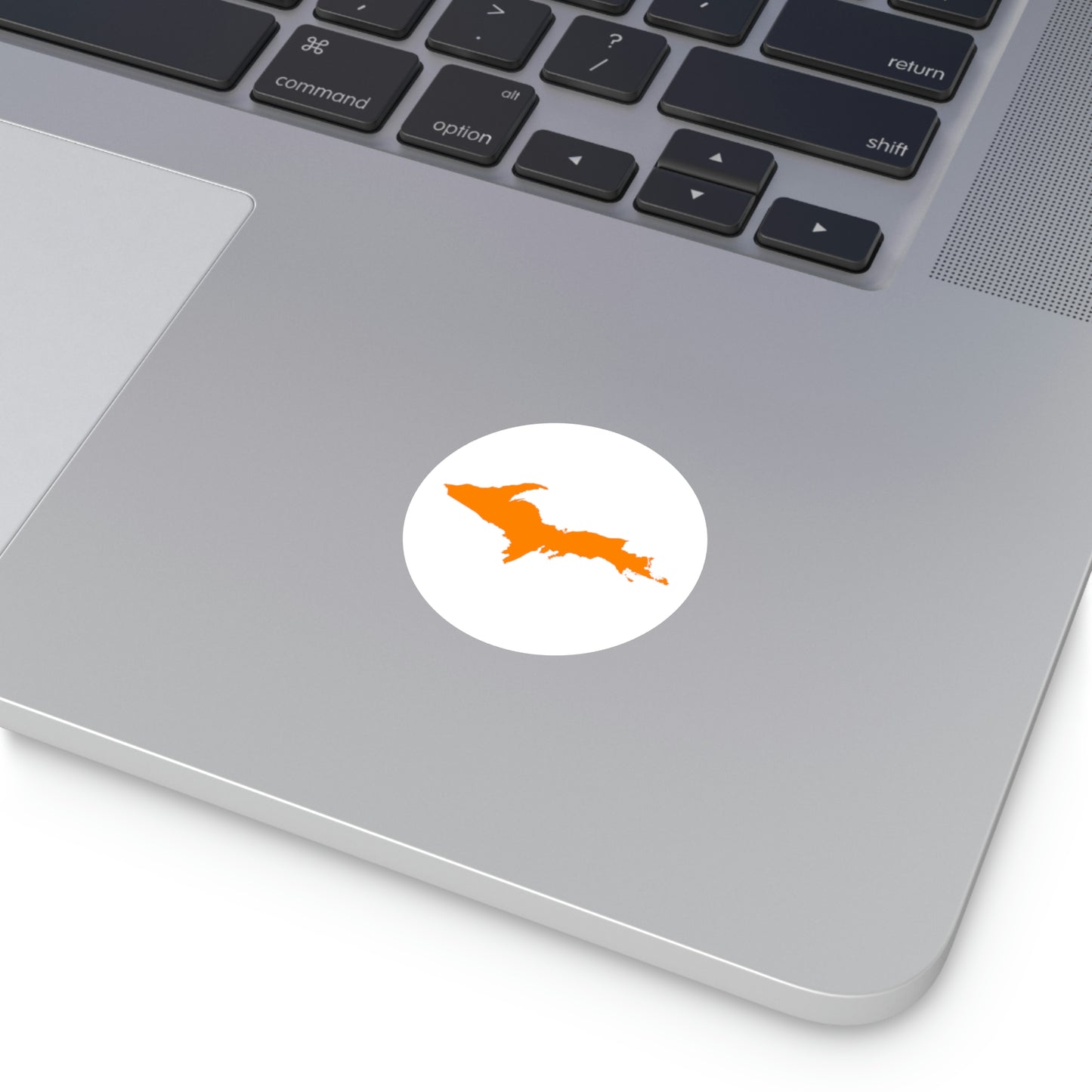 Michigan Upper Peninsula Round Stickers ( w/ Orange UP Outline) | Indoor\Outdoor