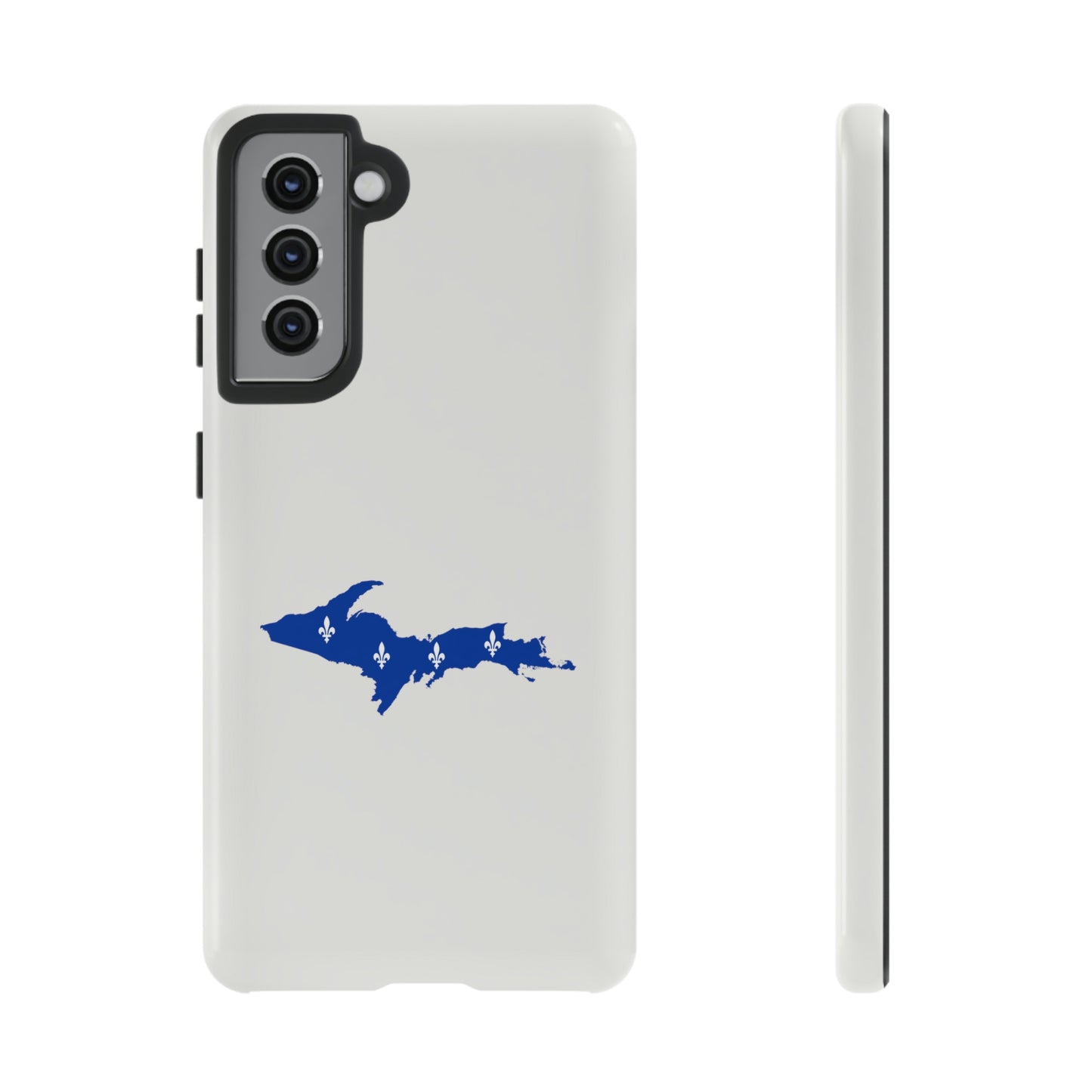 Michigan Upper Peninsula Tough Phone Case (Birch Bark White w/ UP Quebec Flag Outline) | Samsung & Pixel Android