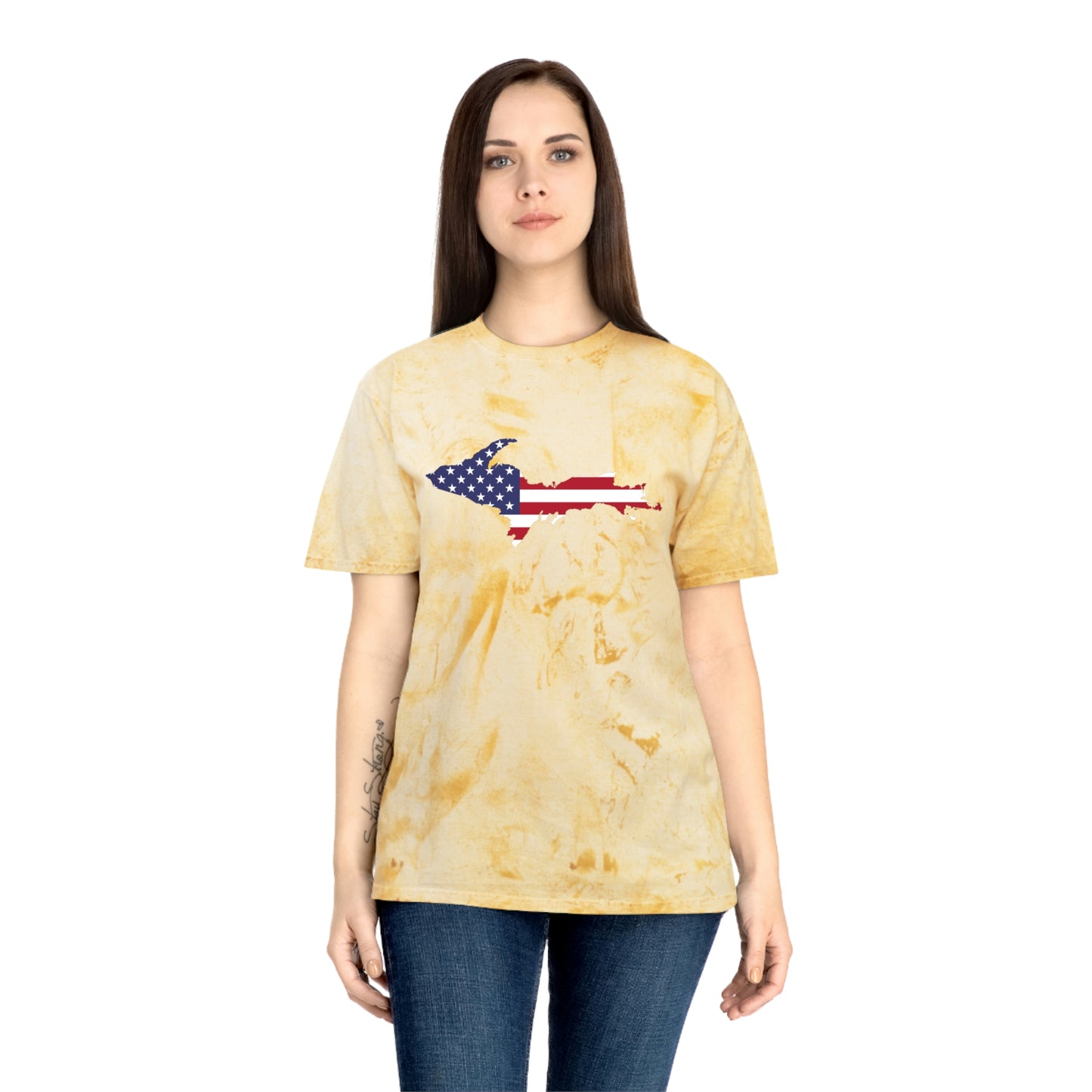 Michigan Upper Peninsula T-Shirt (w/ UP USA Flag Outline) | Unisex Color Blast