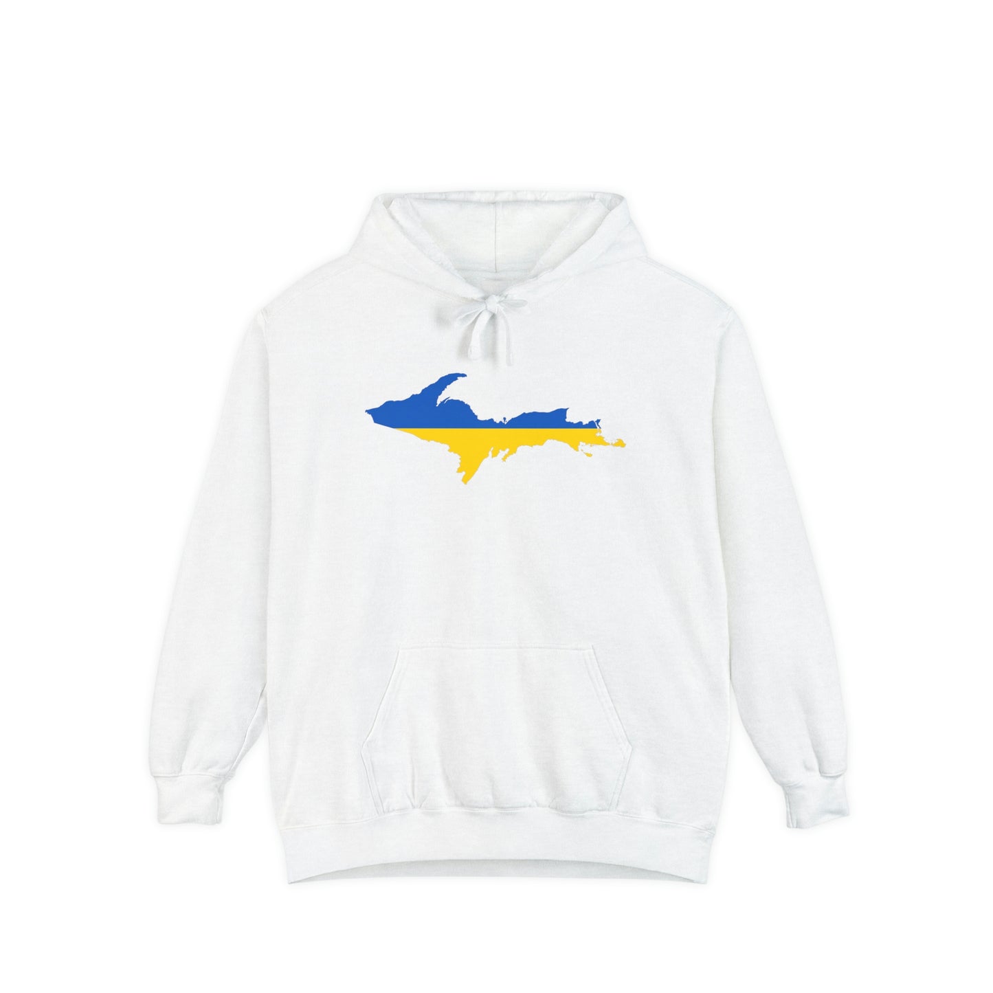 Michigan Upper Peninsula Hoodie (w/ UP Ukraine Flag Outline) | Unisex Garment-Dyed