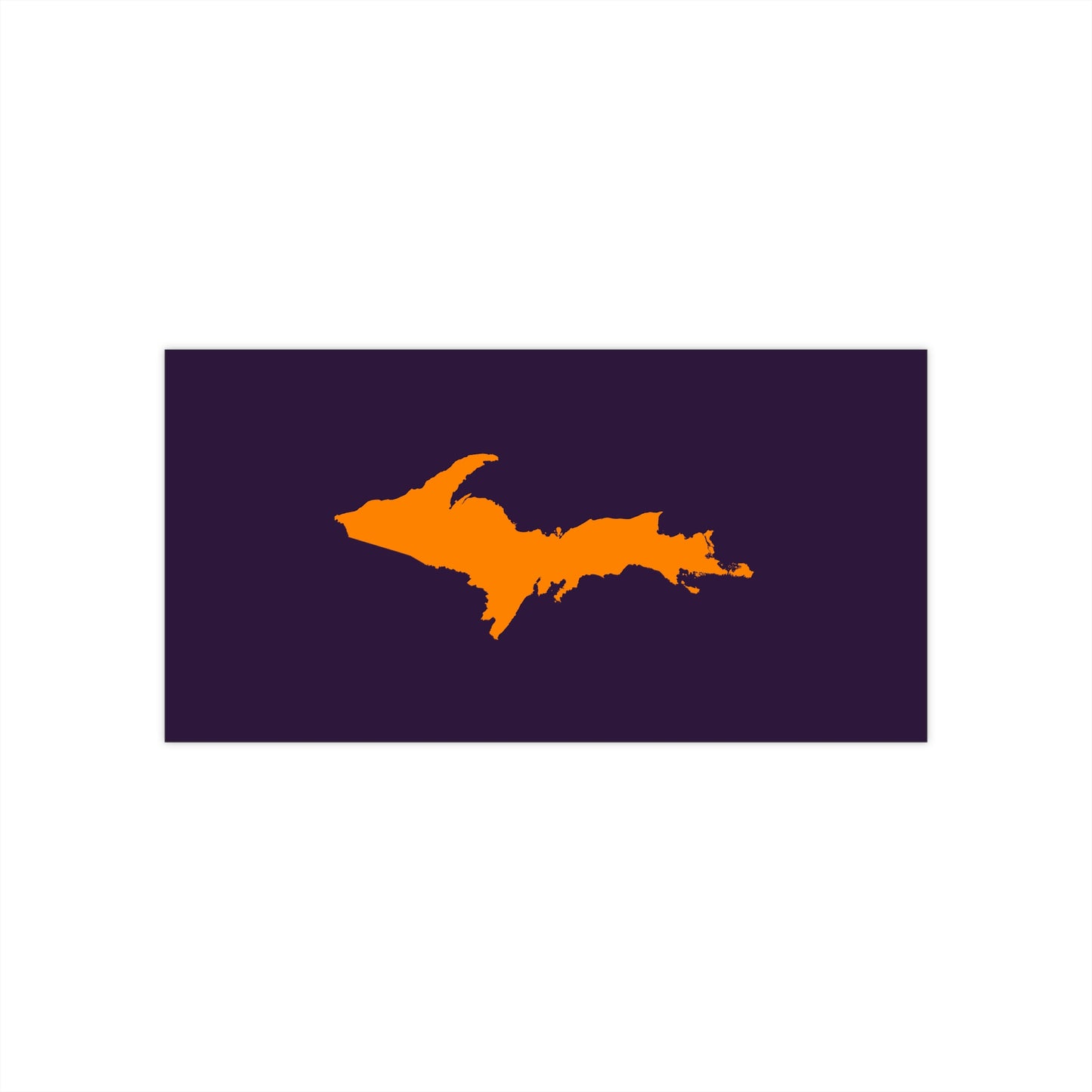 Michigan Upper Peninsula Bumper Sticker (w/ Orange UP Outline) | Blackcurrant Background