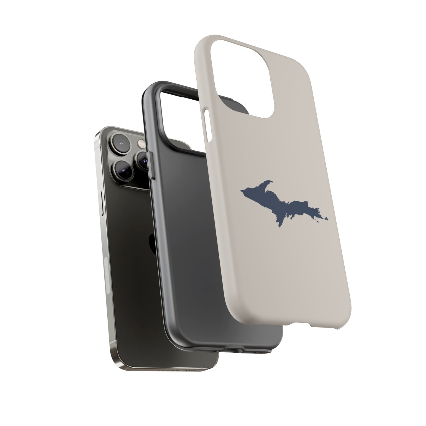 Michigan Upper Peninsula Tough Phone Case (Canvas Color w/ UP Outline) | Apple iPhone