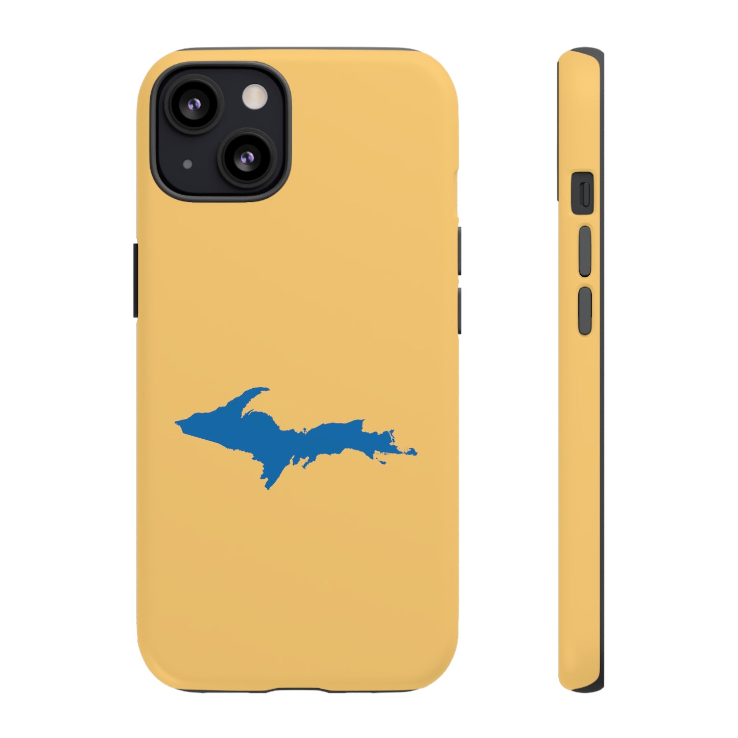 Michigan Upper Peninsula Tough Phone Case (Citrine w/ Azure UP Outline) | Apple iPhone