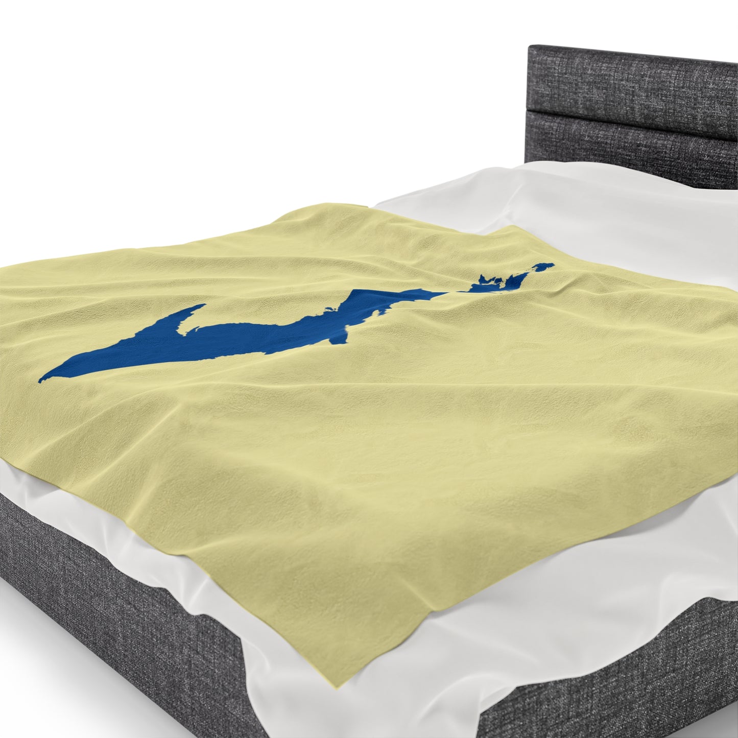 Michigan Upper Peninsula Plush Blanket (w/ Azure UP Outline) | Canary Yellow