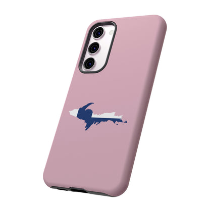 Michigan Upper Peninsula Tough Phone Case (Pink w/ UP Finland Flag Outline) | Samsung & Pixel Android