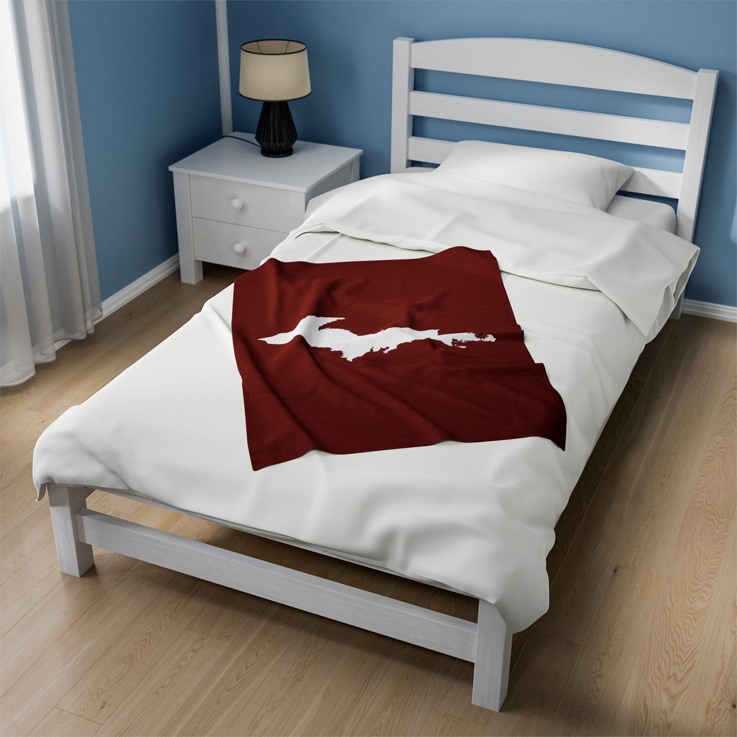 Michigan Upper Peninsula Plush Blanket (w/ UP Outline) | Traverse Cherry Red