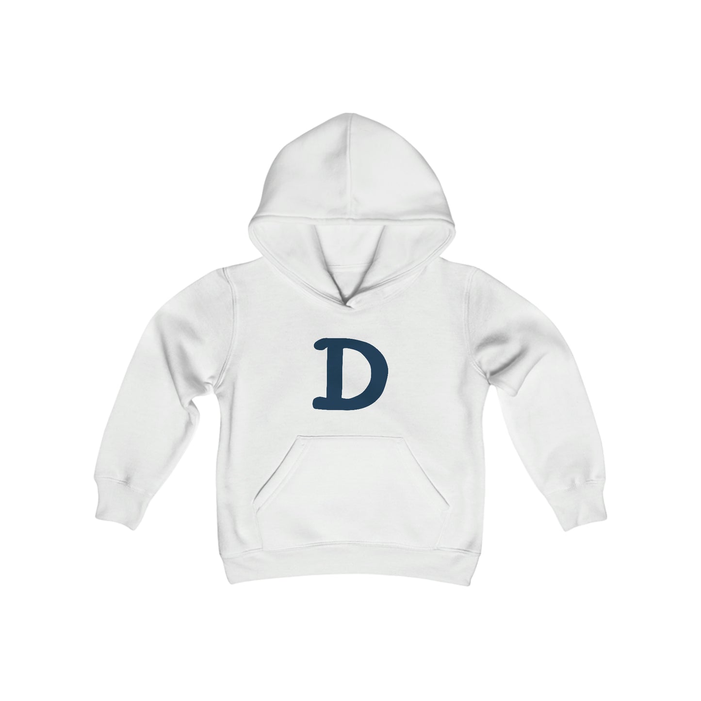 Detroit 'Old French D' Hoodie (White/Navy Full Body Outline) | Unisex Youth