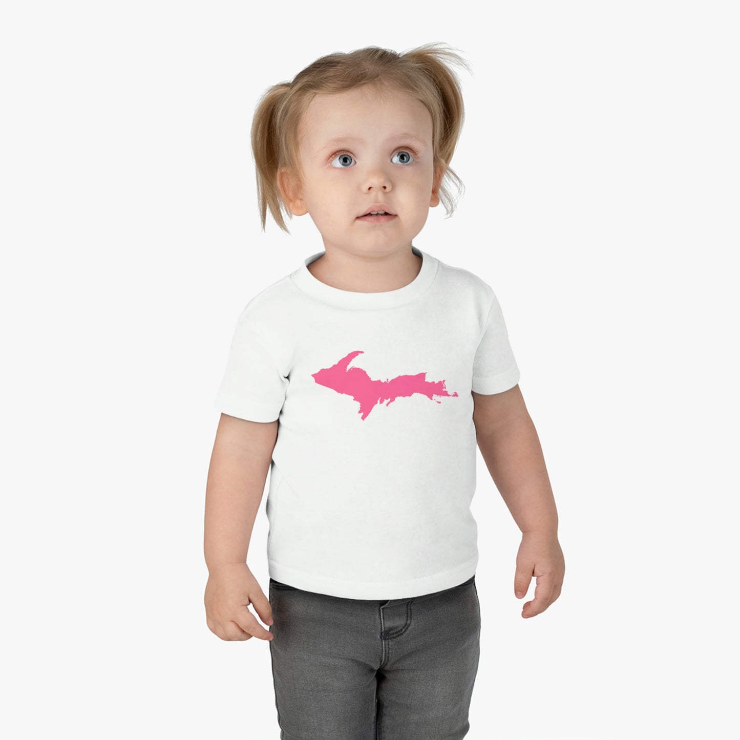 Michigan Upper Peninsula Infant T-Shirt (w/ Pink UP Outline) | Short Sleeve