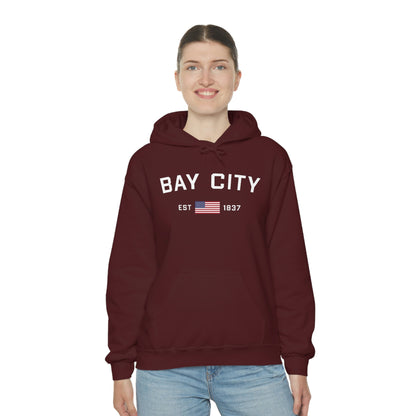 'Bay City EST 1837' Hoodie (w/USA Flag Outline) | Unisex Standard