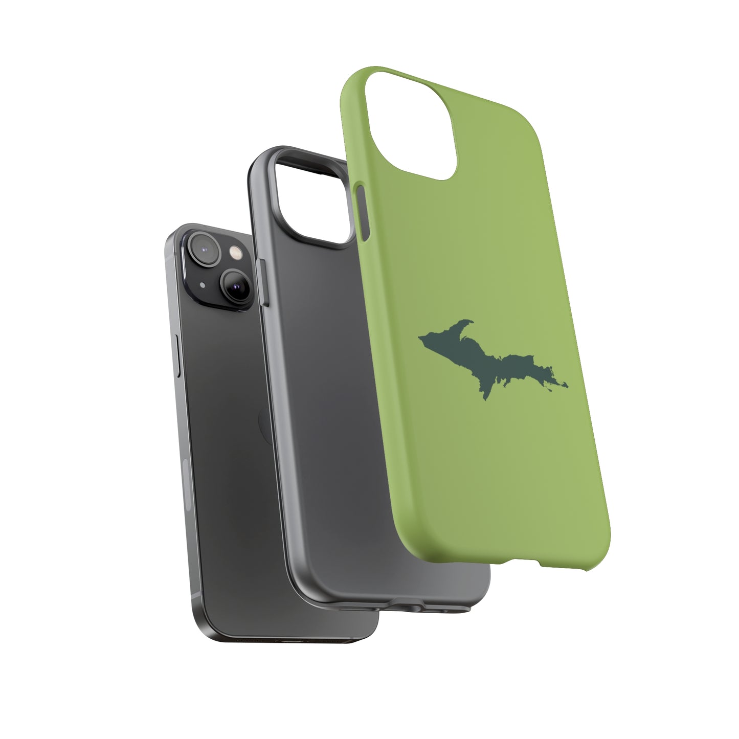 Michigan Upper Peninsula Tough Phone Case (Gooseberry Green w/ Green UP Outline) | Apple iPhone