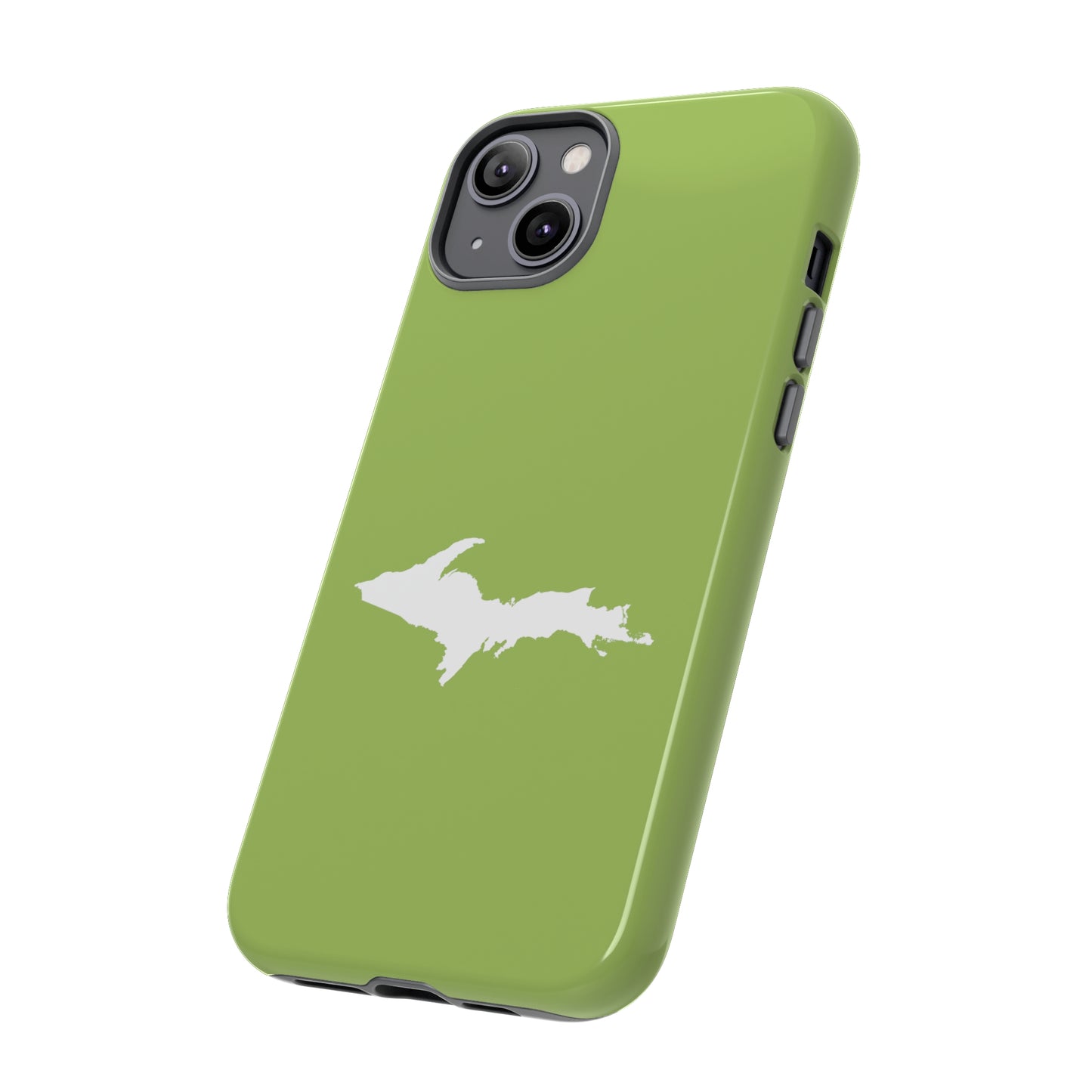 Michigan Upper Peninsula Tough Phone Case (Gooseberry Green w/ UP Outline) | Apple iPhone