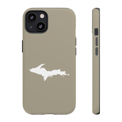 Michigan Upper Peninsula Tough Phone Case (Petoskey Stone Beige w/ UP Outline) | Apple iPhone