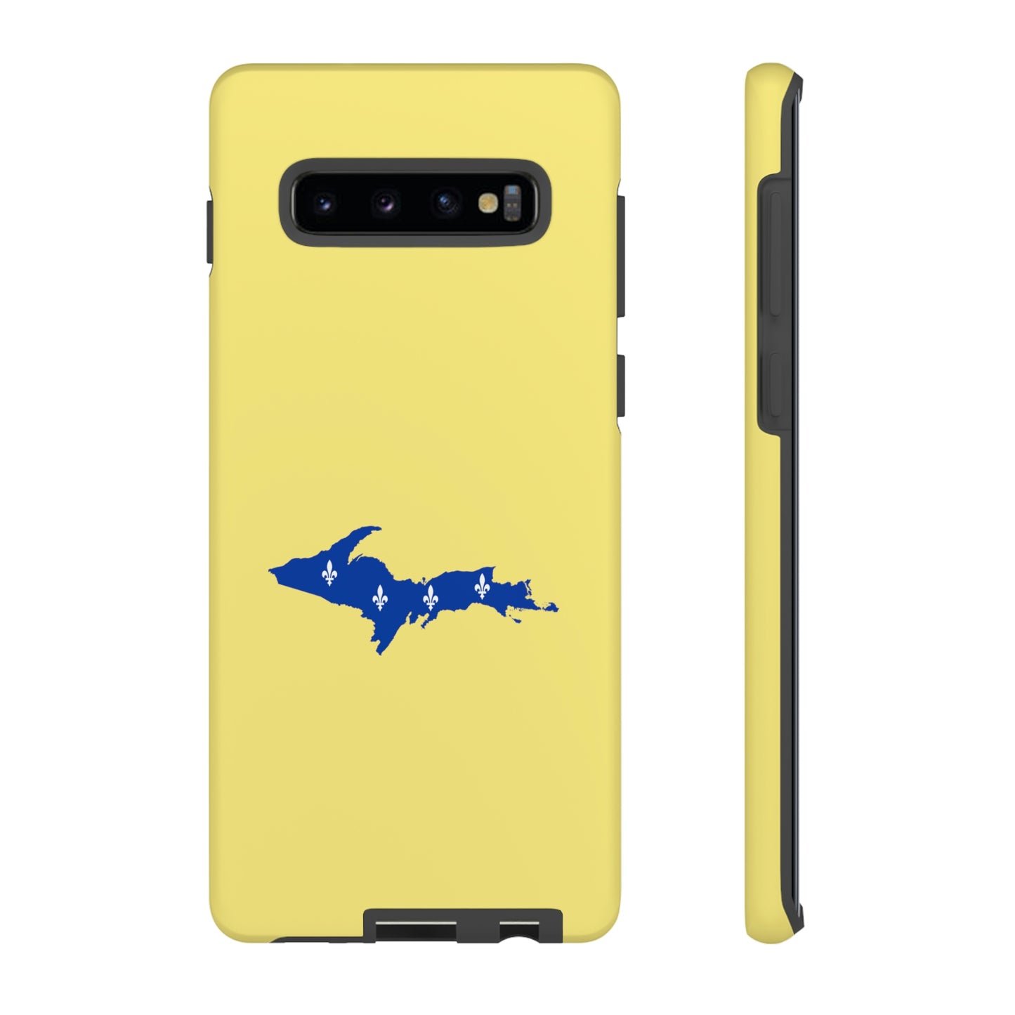 Michigan Upper Peninsula Tough Phone Case (Yellow Cherry Color w/ UP Quebec Flag Outline) | Samsung & Pixel Android