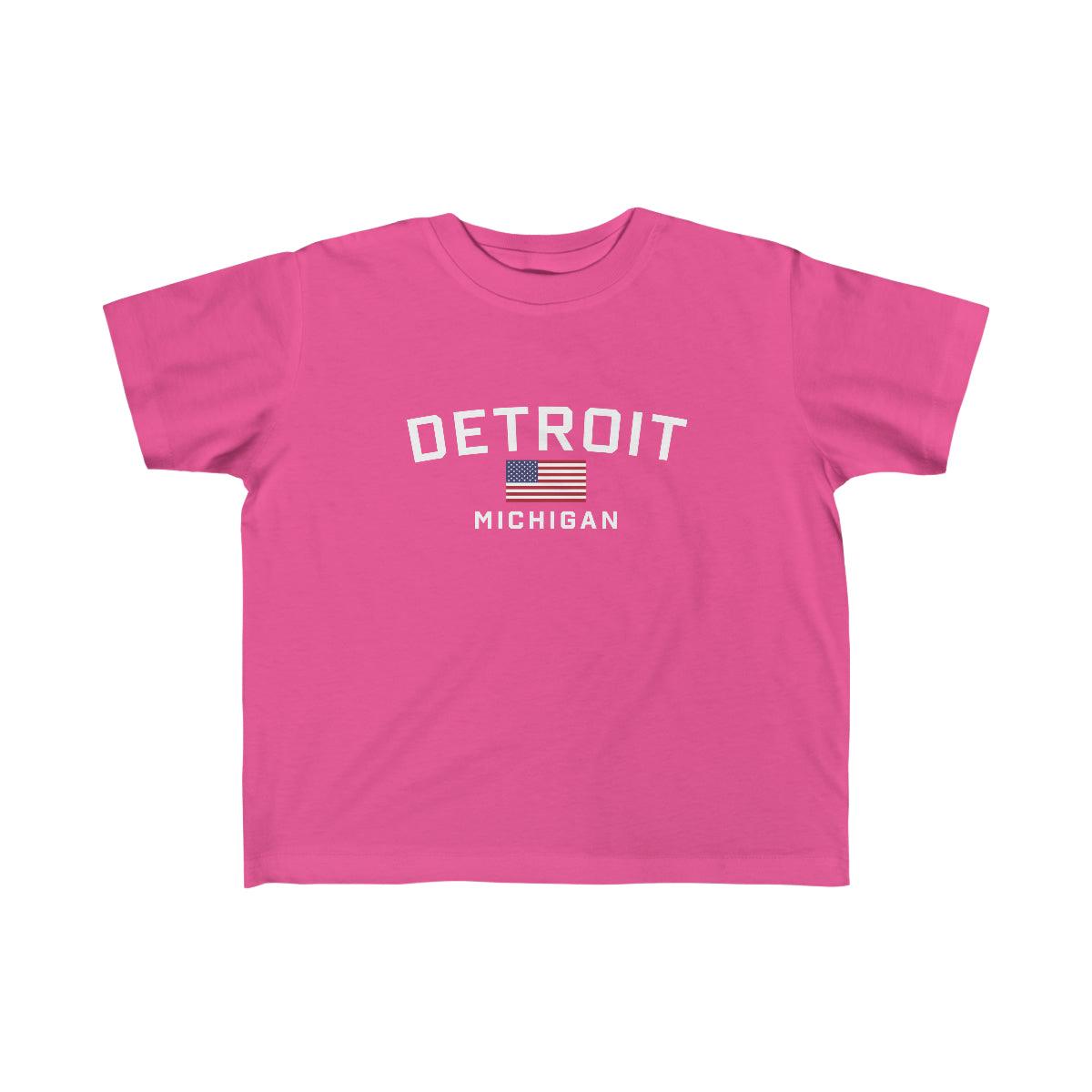 'Detroit Michigan' T-Shirt (w/USA Flag Outline) | Toddler Short Sleeve - Circumspice Michigan