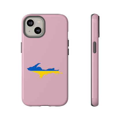 Michigan Upper Peninsula Tough Phone Case (Pink w/ UP Ukraine Flag Outline) | Apple iPhone