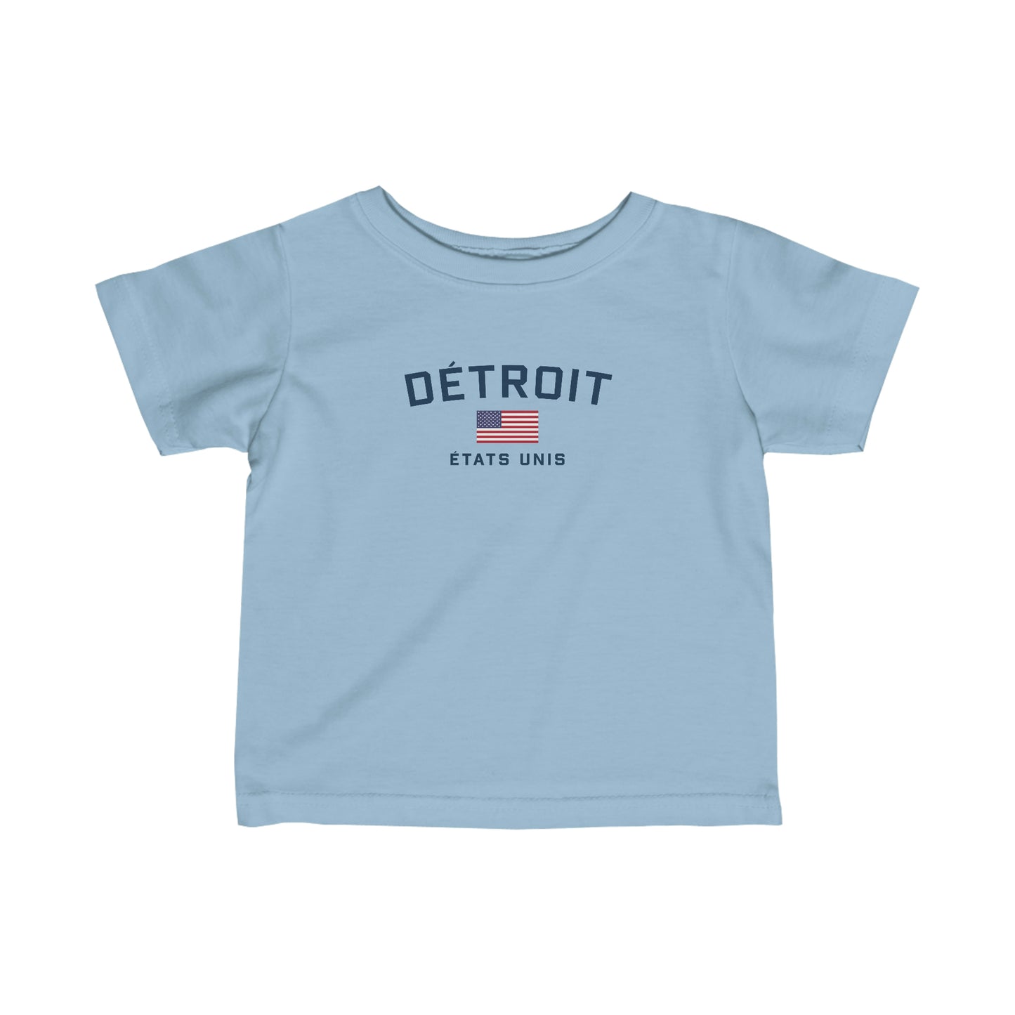 'Détroit États Unis' T-Shirt (w/USA Flag Outline) |  Infant Short Sleeve
