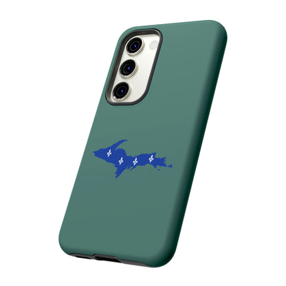 Michigan Upper Peninsula Tough Phone Case (Copper Green w/ UP Quebec Flag Outline) | Samsung & Pixel Android