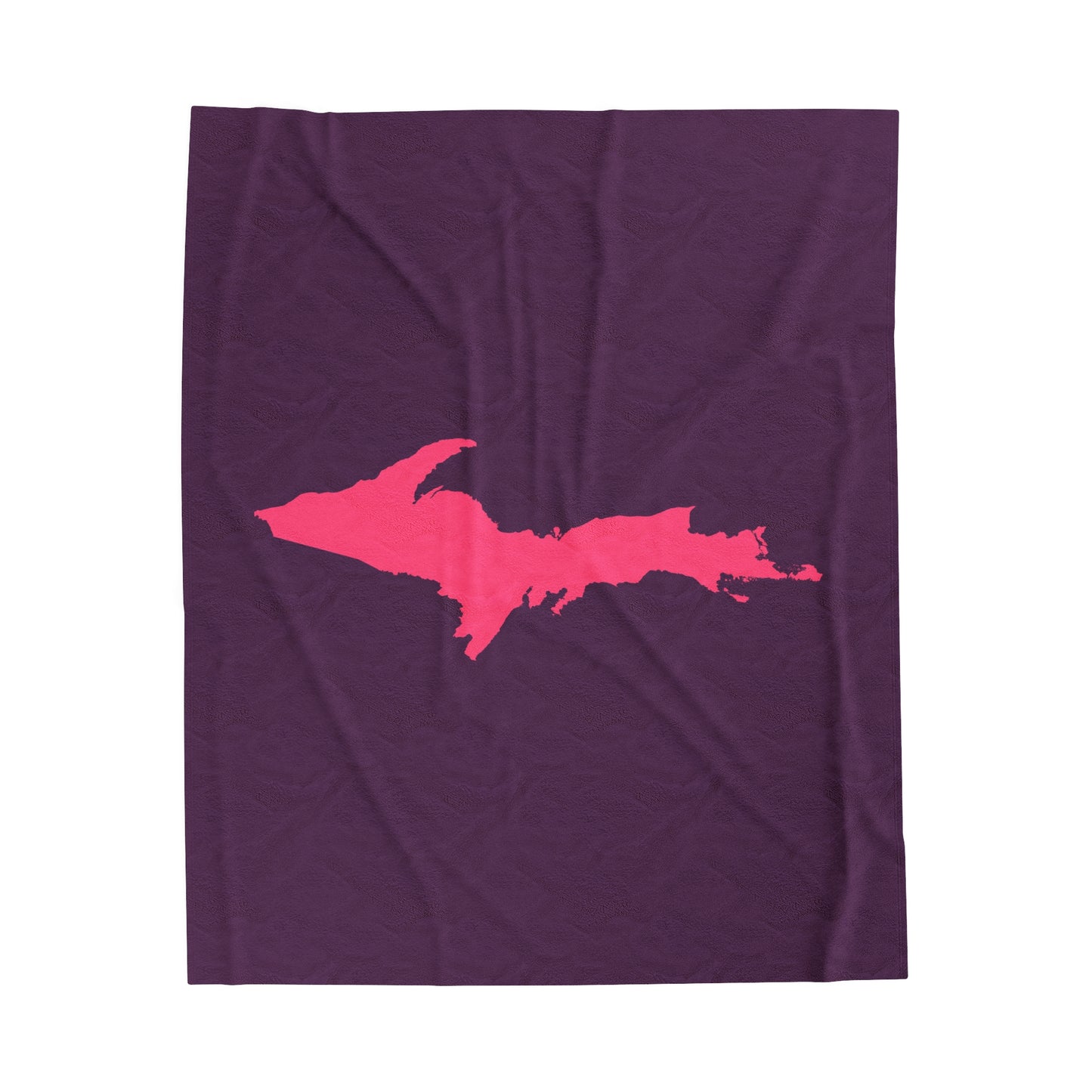 Michigan Upper Peninsula Plush Blanket (w/ Pink UP Outline) | Plum