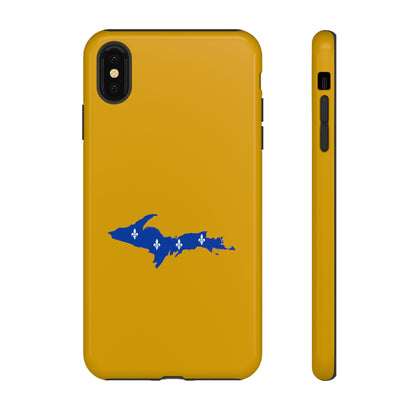 Michigan Upper Peninsula Tough Phone Case (Gold w/ UP Quebec Flag Outline) | Apple iPhone