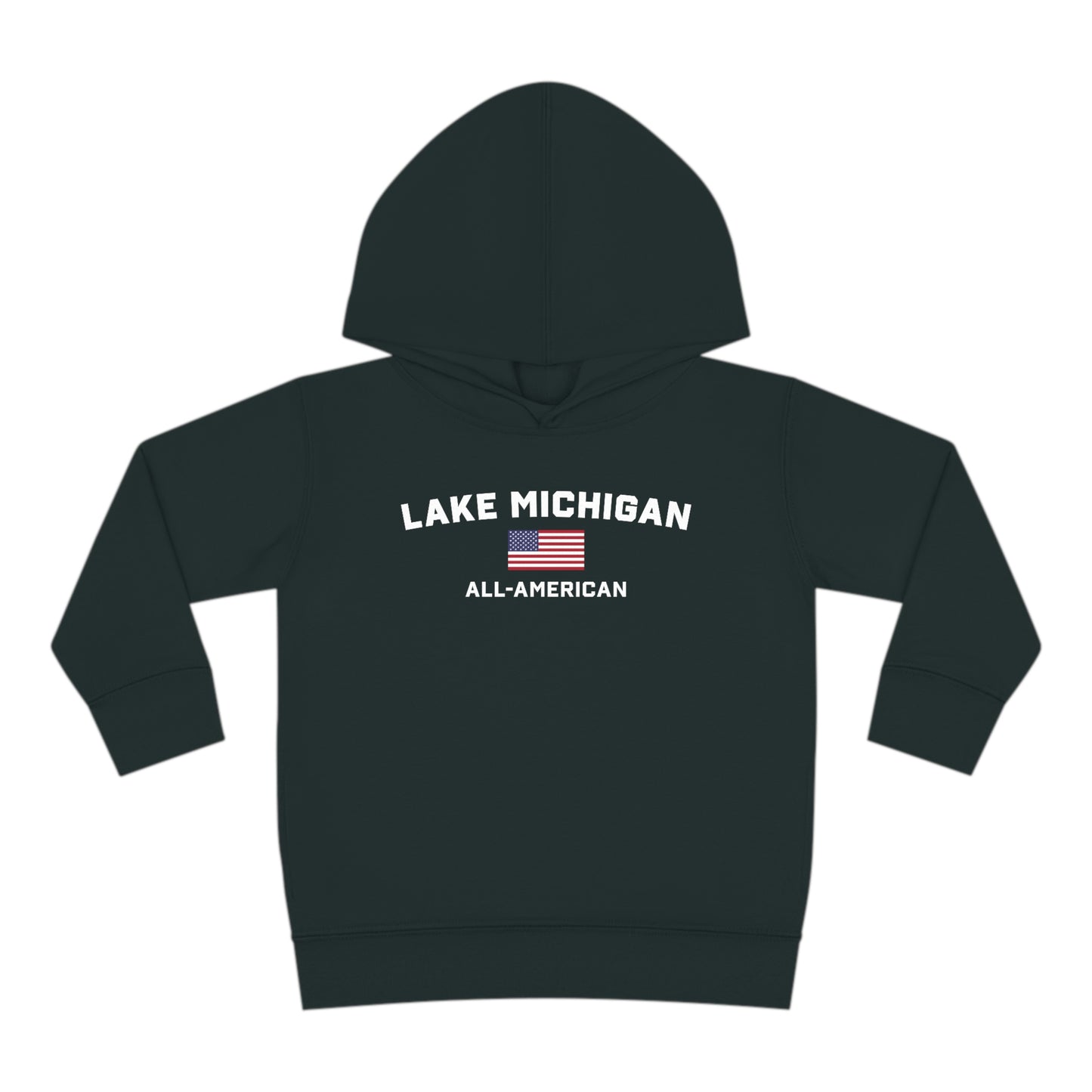 'Lake Michigan All-American' Hoodie (w/USA Flag Outline) | Unisex Toddler