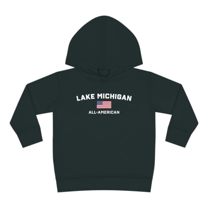 'Lake Michigan All-American' Hoodie (w/USA Flag Outline) | Unisex Toddler