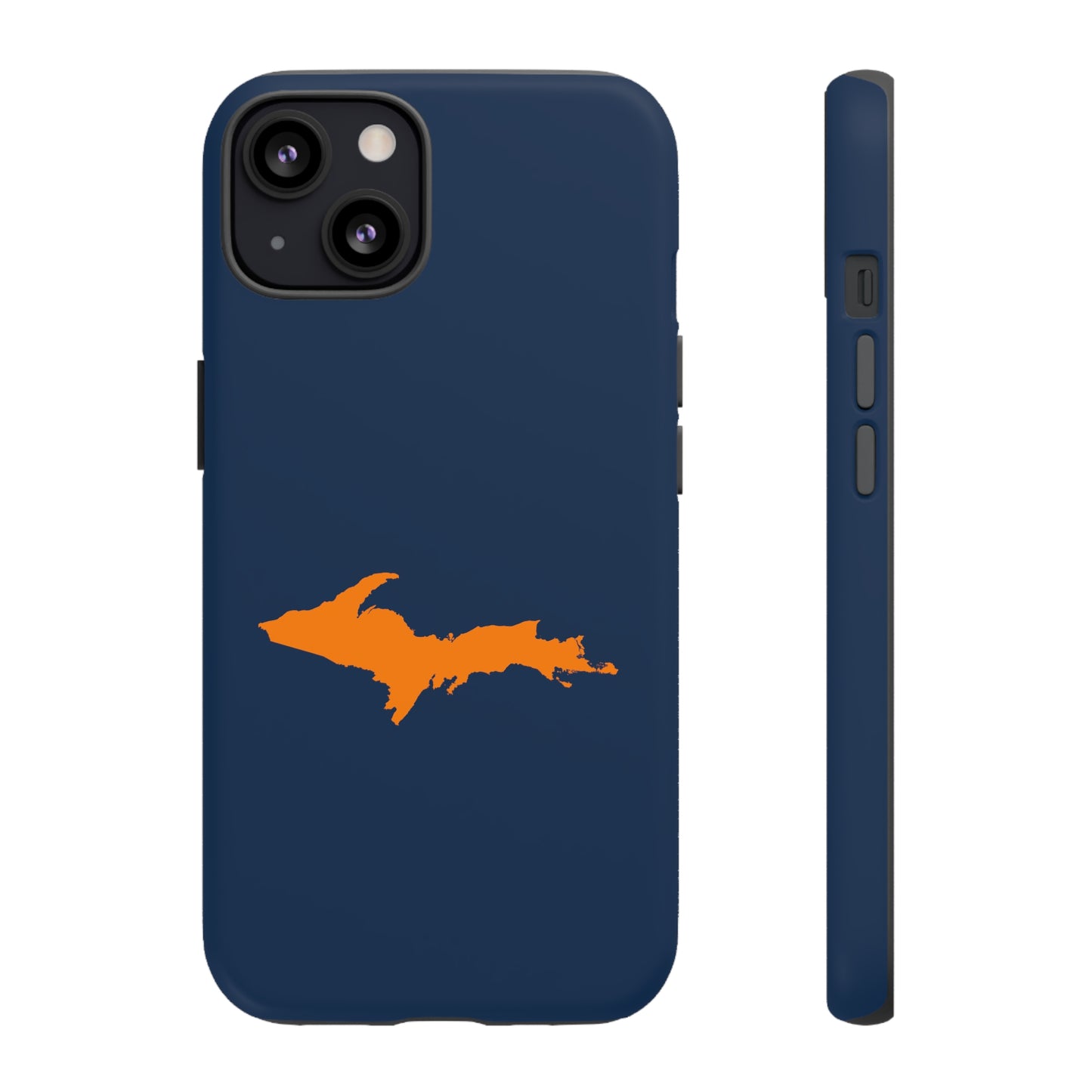 Michigan Upper Peninsula Tough Phone Case (Navy w/ Orange UP Outline) | Apple iPhone