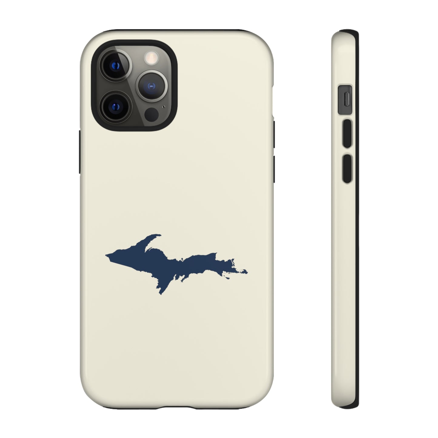 Michigan Upper Peninsula Tough Phone Case (Ivory w/ UP Outline) | Apple iPhone