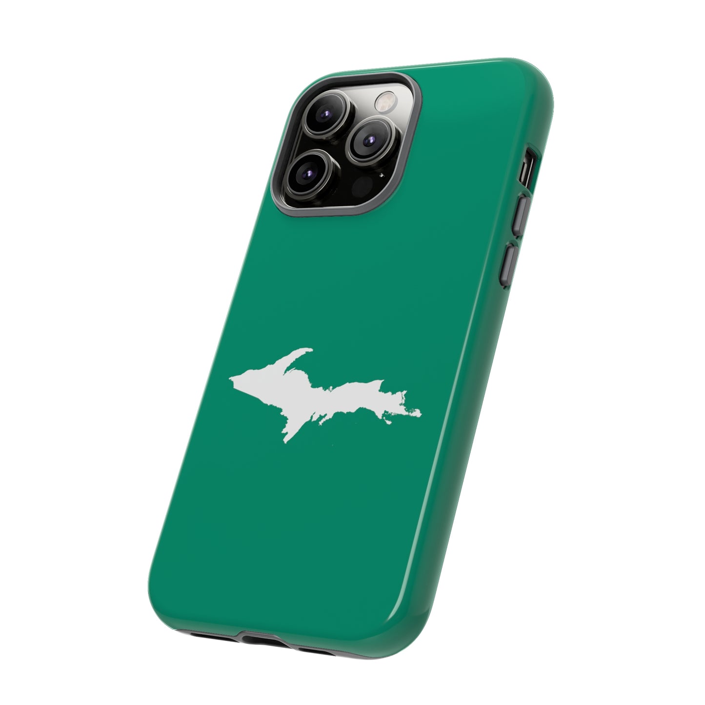 Michigan Upper Peninsula Tough Phone Case (Emerald Green w/ UP Outline) | Apple iPhone