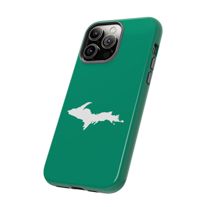 Michigan Upper Peninsula Tough Phone Case (Emerald Green w/ UP Outline) | Apple iPhone