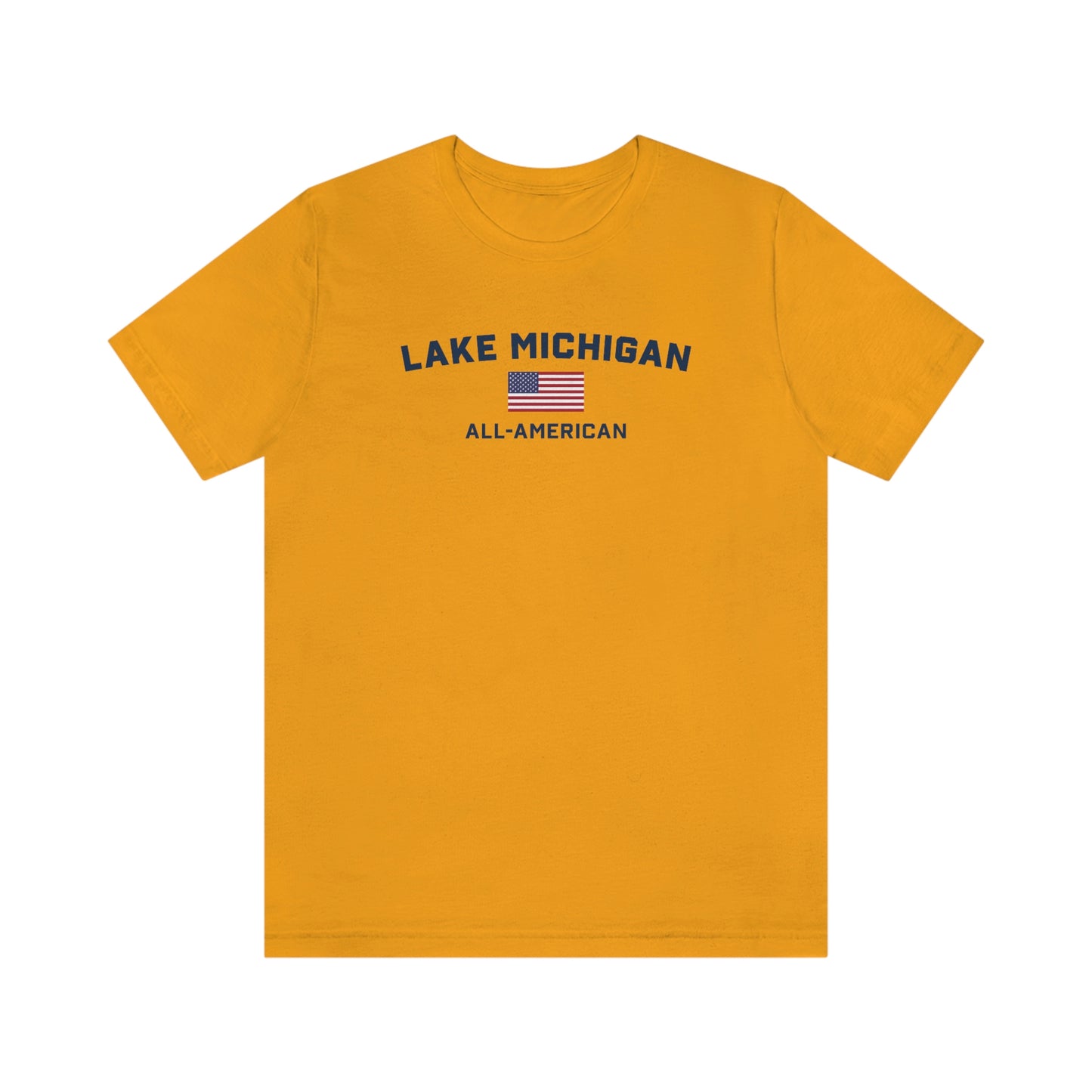 'Lake Michigan All American' T-Shirt (w/USA Flag Outline) | Unisex Standard Fit