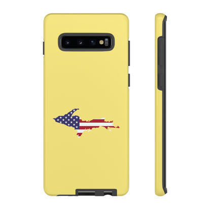 Michigan Upper Peninsula Tough Phone Case (Yellow Cherry Color w/ UP USA Flag Outline) | Samsung & Pixel Android