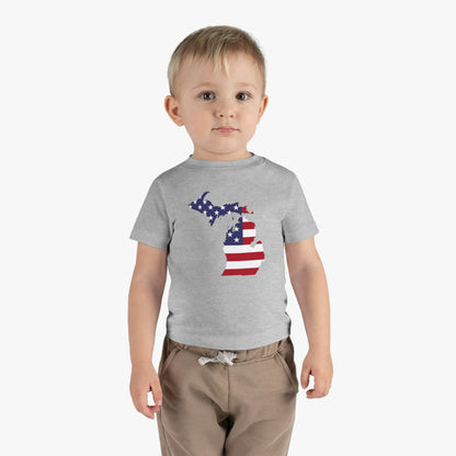 Michigan Infant T-Shirt (w/ MI USA Flag Outline) | Short Sleeve