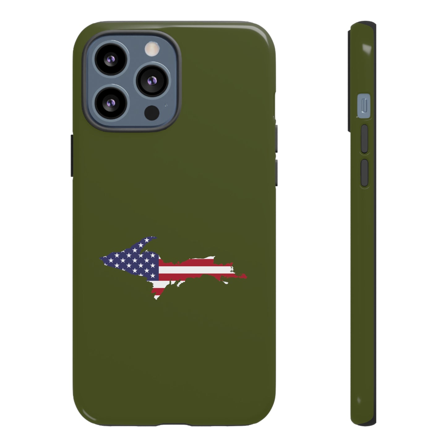 Michigan Upper Peninsula Tough Phone Case (Army Green w/ UP USA Outline) | Apple iPhone