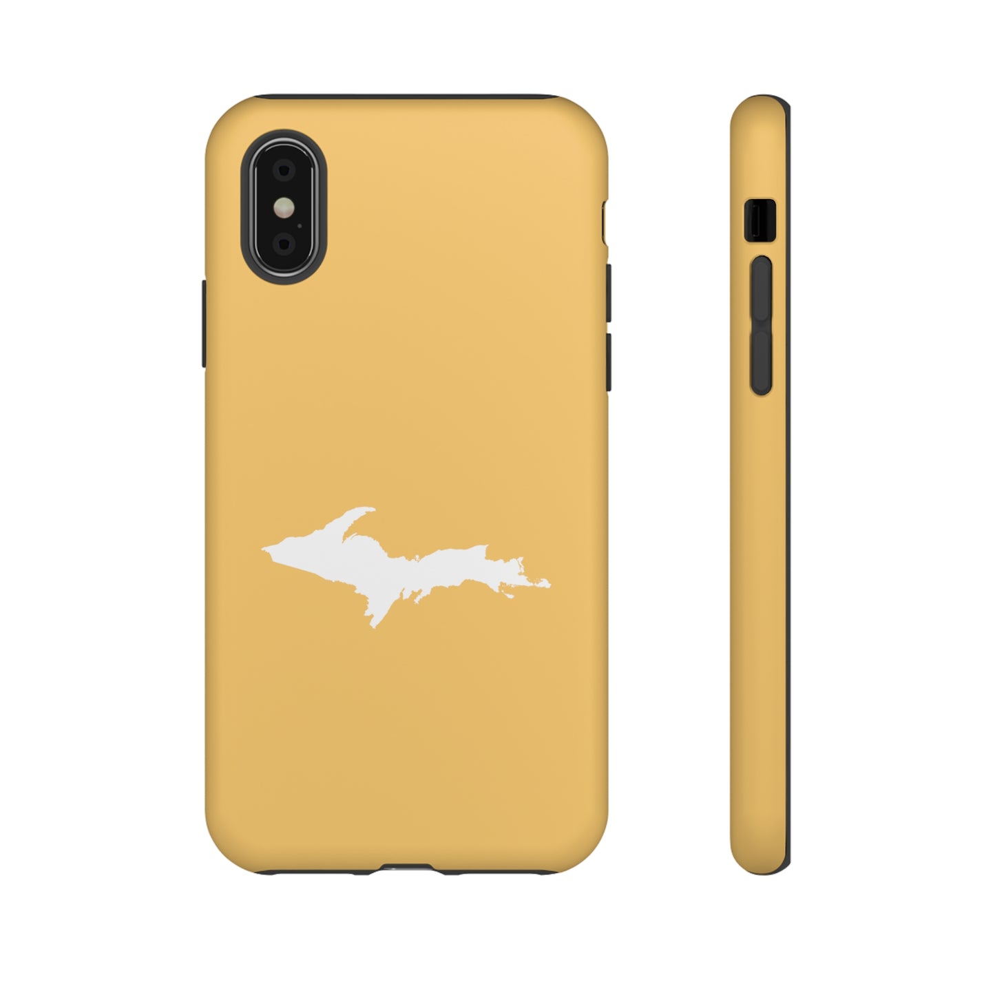 Michigan Upper Peninsula Tough Phone Case (Citrine Color w/ UP Outline) | Apple iPhone